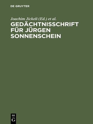 cover image of Gedächtnisschrift für Jürgen Sonnenschein